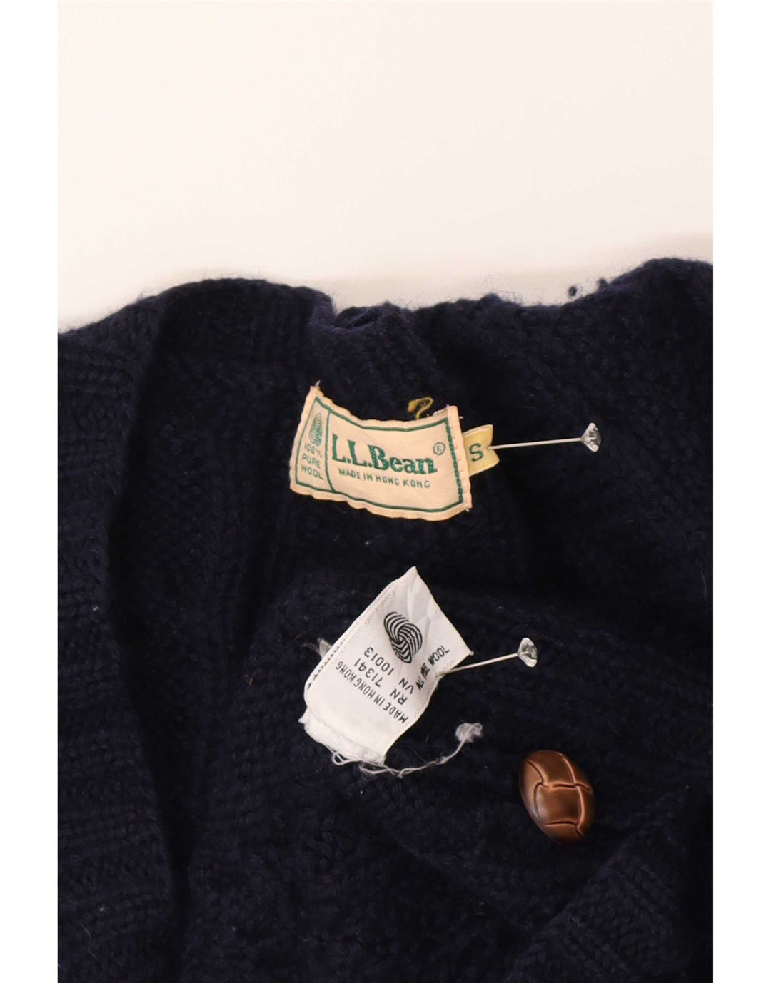 L.L.Bean Womens Oversized Cardigan Sweater UK 10 Small Navy Blue Wool