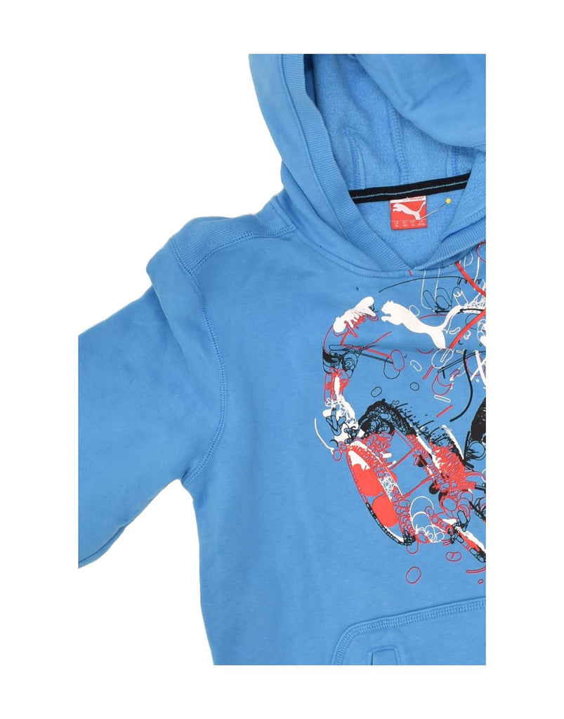 PUMA Boys Graphic Hoodie Jumper 13-14 Years XL Blue Cotton | Vintage Puma | Thrift | Second-Hand Puma | Used Clothing | Messina Hembry 