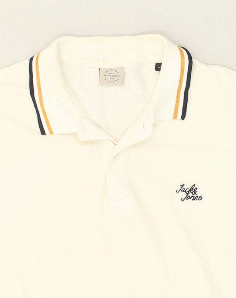 JACK & JONES Mens Polo Shirt Medium Off White Cotton | Vintage Jack & Jones | Thrift | Second-Hand Jack & Jones | Used Clothing | Messina Hembry 