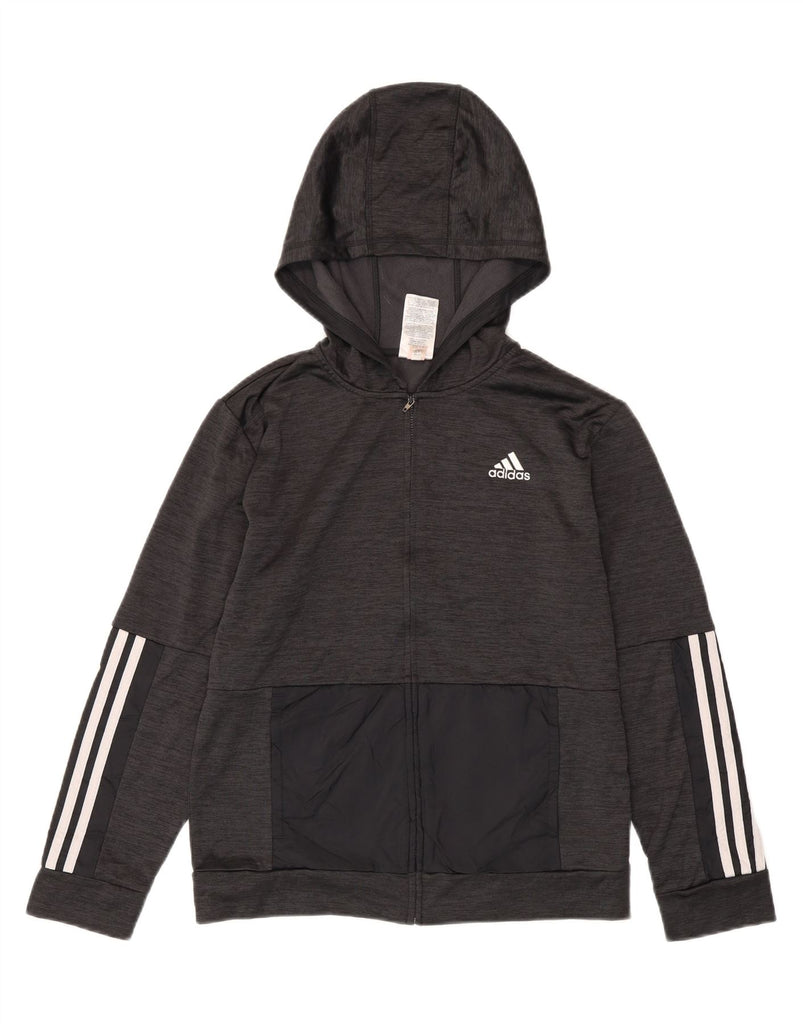 ADIDAS Boys Zip Hoodie Sweater 14-15 Years Large Grey Polyester Vintage Adidas and Second-Hand Adidas from Messina Hembry 