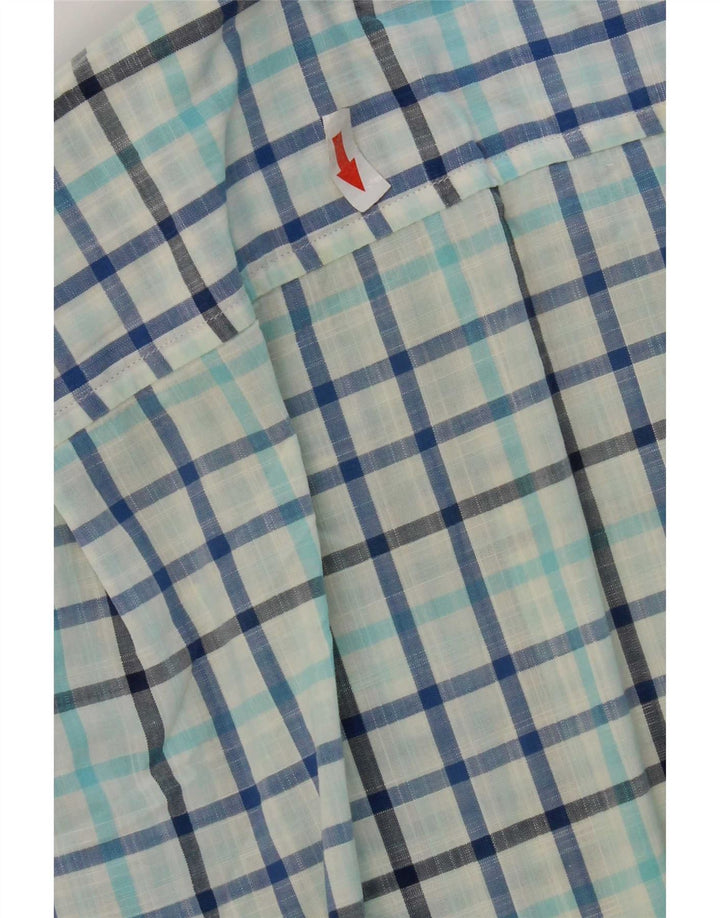 Nautica Mens Classic Fit Shirt Medium Blue Check Cotton