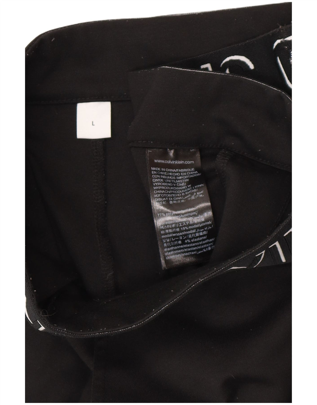 CALVIN KLEIN Womens Slim Fit Graphic Cropped Trousers Large W32 L27 Black