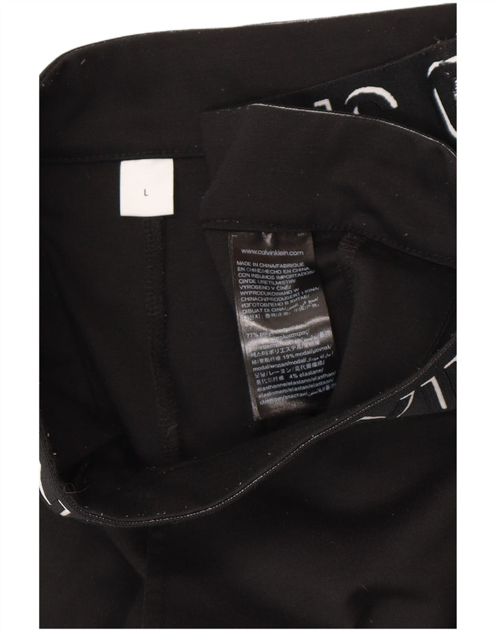 CALVIN KLEIN Womens Slim Fit Graphic Cropped Trousers Large W32 L27 Black