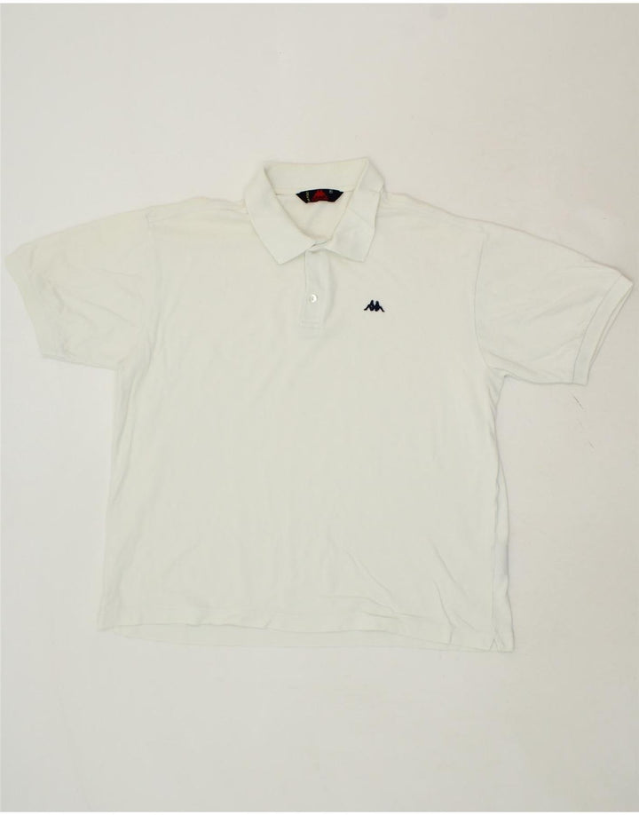 KAPPA Mens Polo Shirt XL White Cotton Vintage Kappa and Second-Hand Kappa from Messina Hembry 