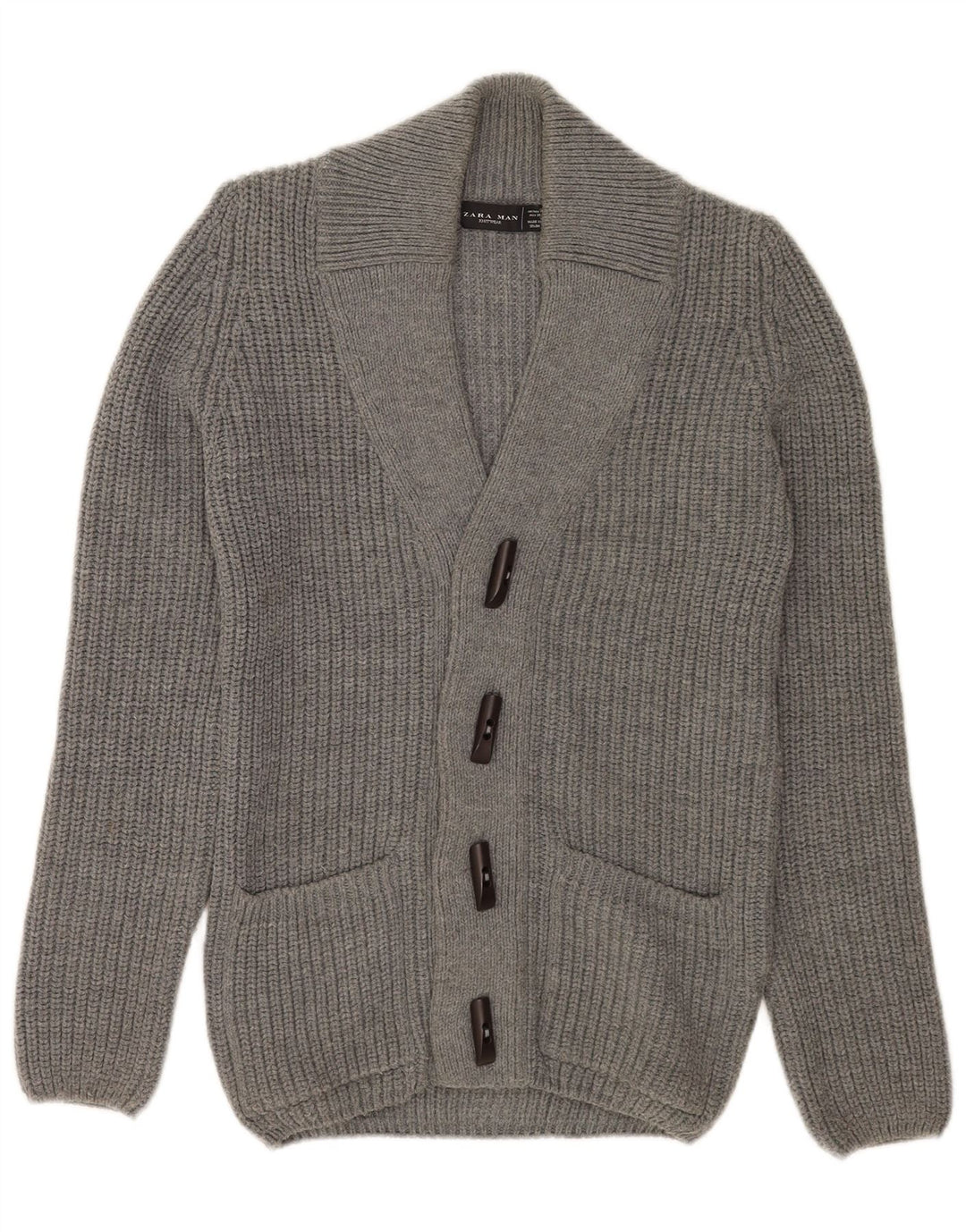 Zara Mens Cardigan Sweater Medium Grey