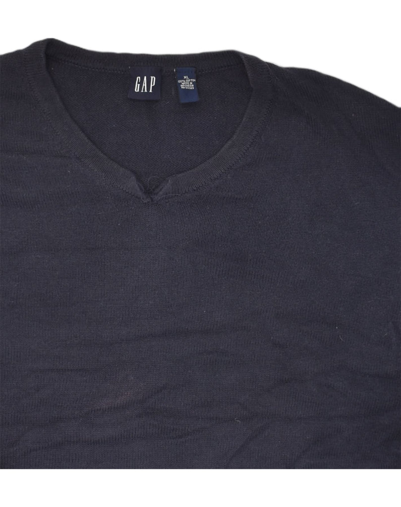 GAP Mens V-Neck Jumper Sweater XL Navy Blue Cotton | Vintage Gap | Thrift | Second-Hand Gap | Used Clothing | Messina Hembry 