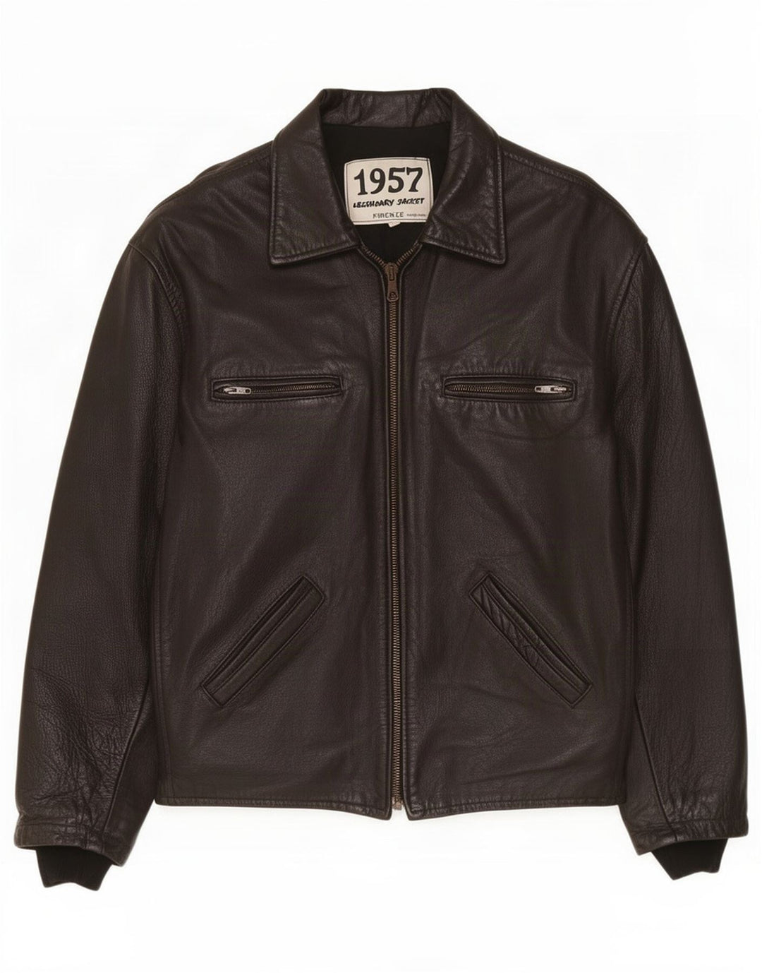Legendary Jacket 1957 Mens Leather Jacket UK 40 Large Black