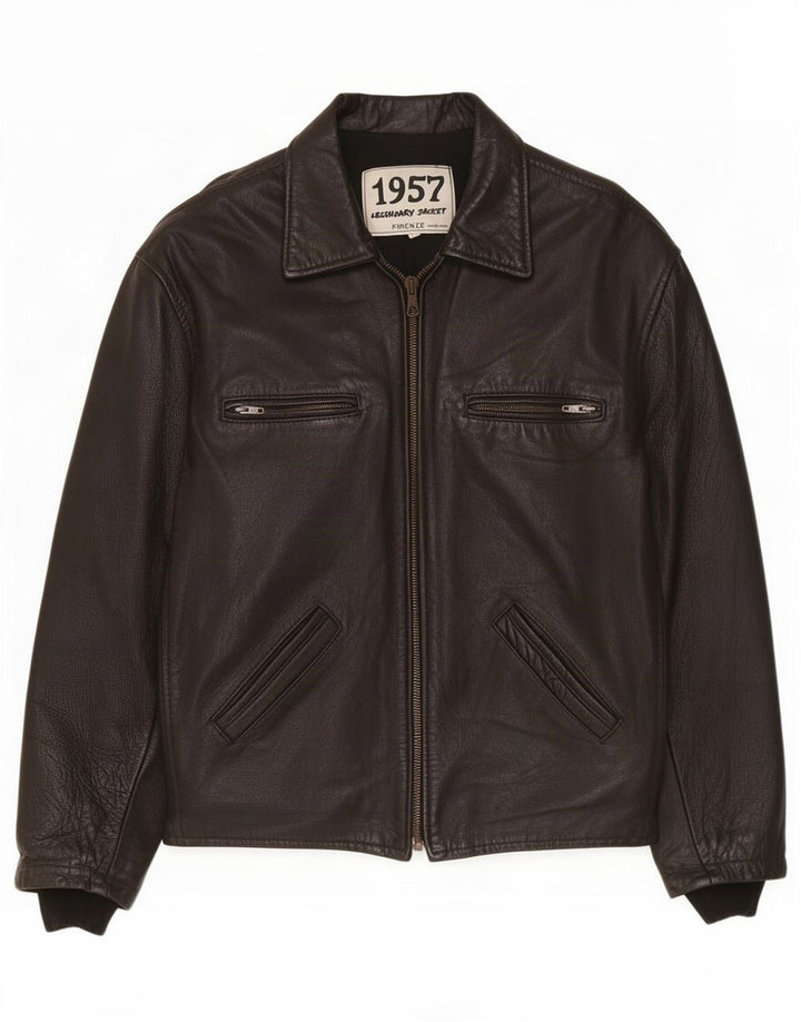 Legendary Jacket 1957 Mens Leather Jacket UK 40 Large Black