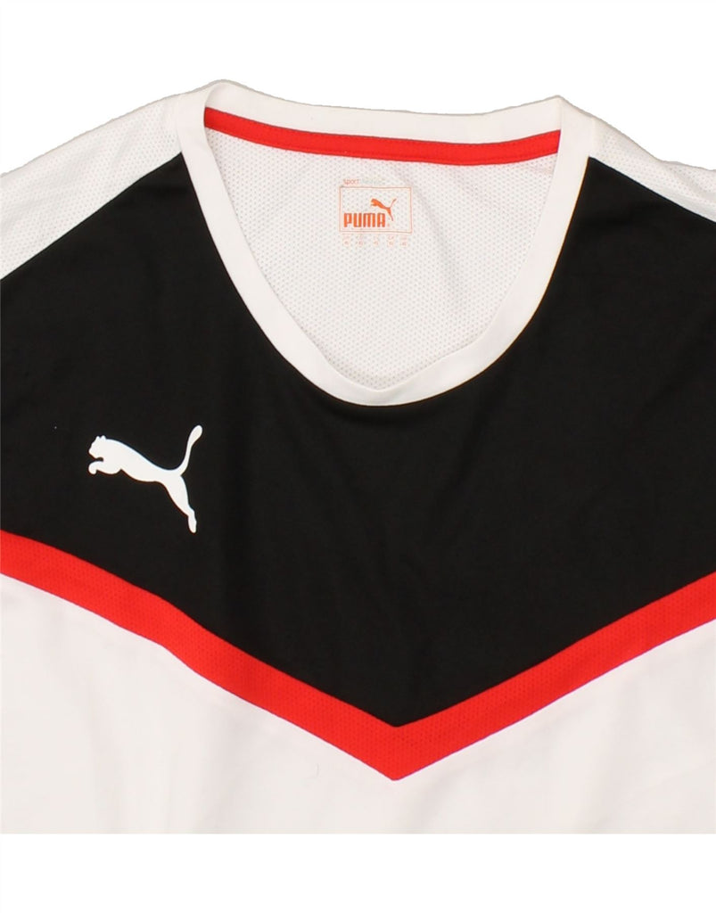 PUMA Mens T-Shirt Top XL White Colourblock | Vintage Puma | Thrift | Second-Hand Puma | Used Clothing | Messina Hembry 