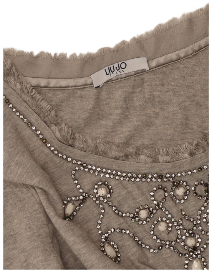 LIU JO Womens Top Long Sleeve UK 10 Small Grey