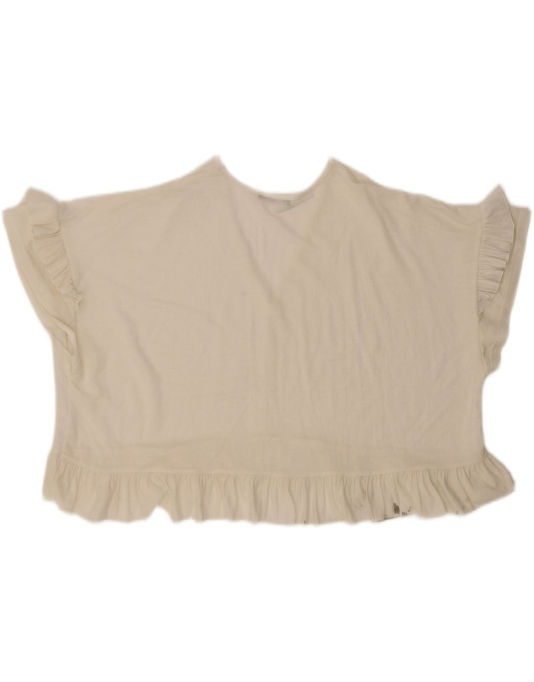 Zara Womens Oversized Crop Blouse Top UK 14 Medium Off White