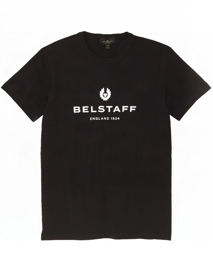 Belstaff Mens Graphic T-Shirt Top Large Black Cotton