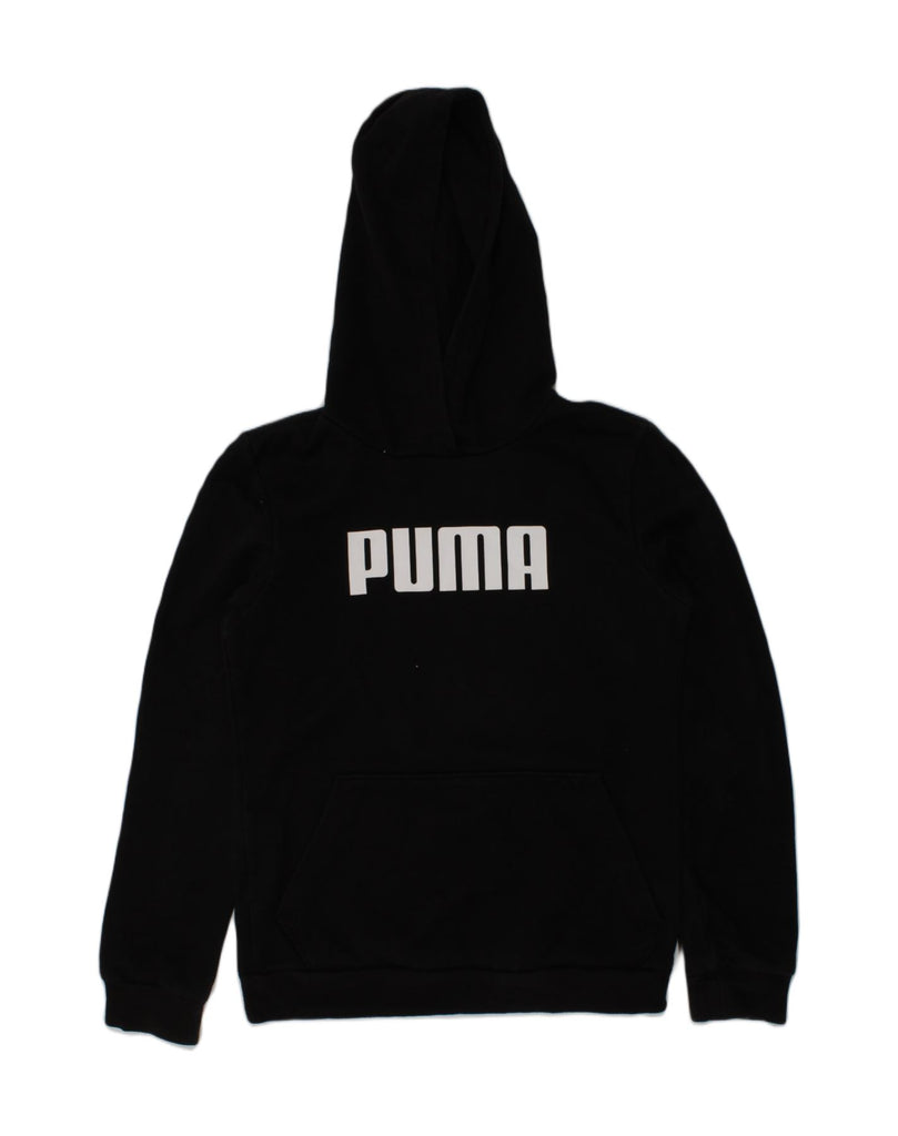 PUMA Boys Graphic Hoodie Jumper 11-12 Years Black Cotton | Vintage Puma | Thrift | Second-Hand Puma | Used Clothing | Messina Hembry 