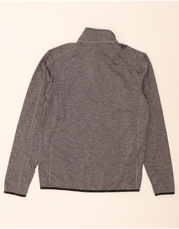 Champion Mens Zip Neck Sweatshirt Jumper Large Grey Flecked Polyester