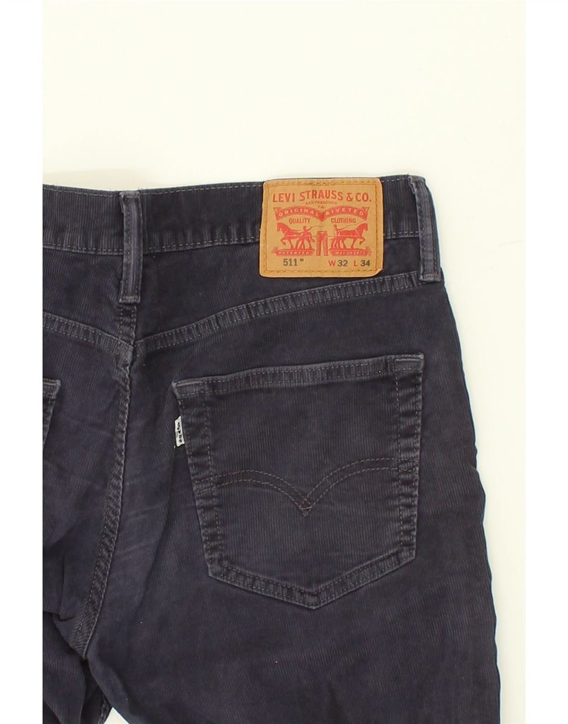 LEVI'S Mens 511 Slim Corduroy Trousers W32 L34  Navy Blue Cotton | Vintage Levi's | Thrift | Second-Hand Levi's | Used Clothing | Messina Hembry 