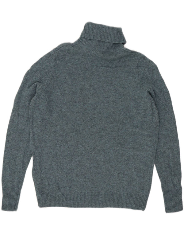 Marks & Spencer Womens Roll Neck Jumper Sweater UK 14 Medium Blue Wool