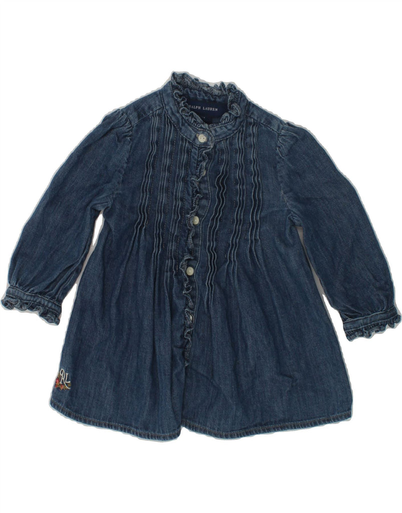 POLO RALPH LAUREN Baby Girls Long Sleeve Denim Dress 6-9 Months Blue | Vintage Polo Ralph Lauren | Thrift | Second-Hand Polo Ralph Lauren | Used Clothing | Messina Hembry 