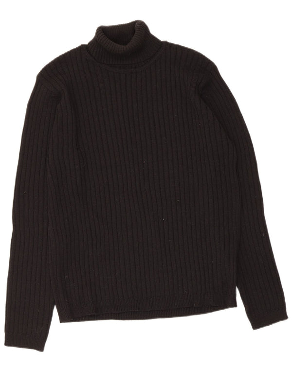 Zara Womens Roll Neck Jumper Sweater UK 16 Large Black Wool