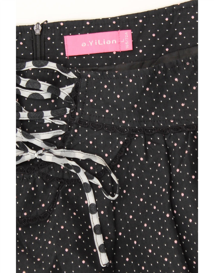 A.YILIAN Womens Mini Skirt Large W30  Black Spotted