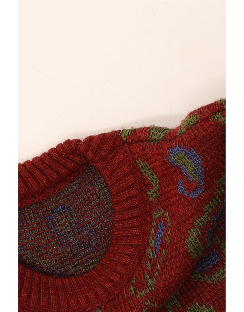 VINTAGE Mens Crew Neck Jumper Sweater Medium Red Paisley Vintage Vintage and Second-Hand Vintage from Messina Hembry 