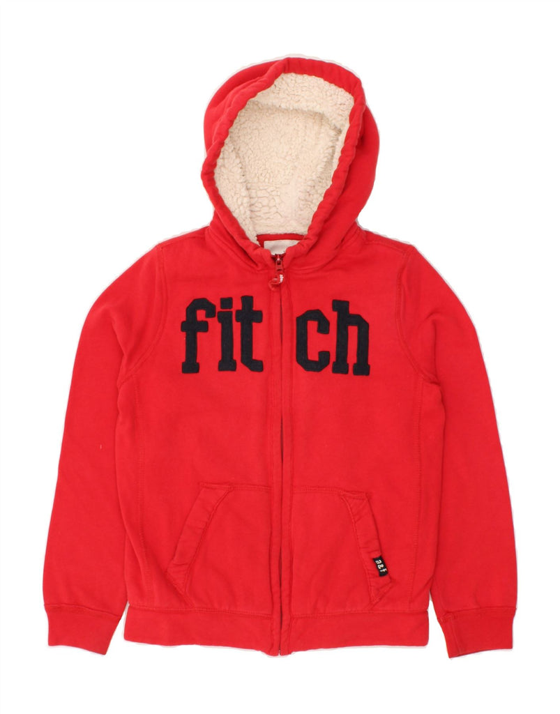 ABERCROMBIE & FITCH Boys Graphic Zip Hoodie Sweater 11-12 Years Red Cotton | Vintage Abercrombie & Fitch | Thrift | Second-Hand Abercrombie & Fitch | Used Clothing | Messina Hembry 