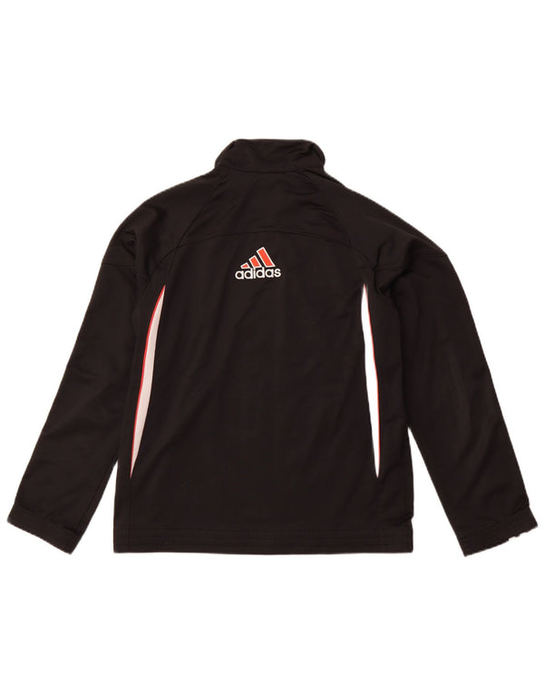 ADIDAS Girls Tracksuit Top Jacket 13-14 Years Black Colourblock Sports