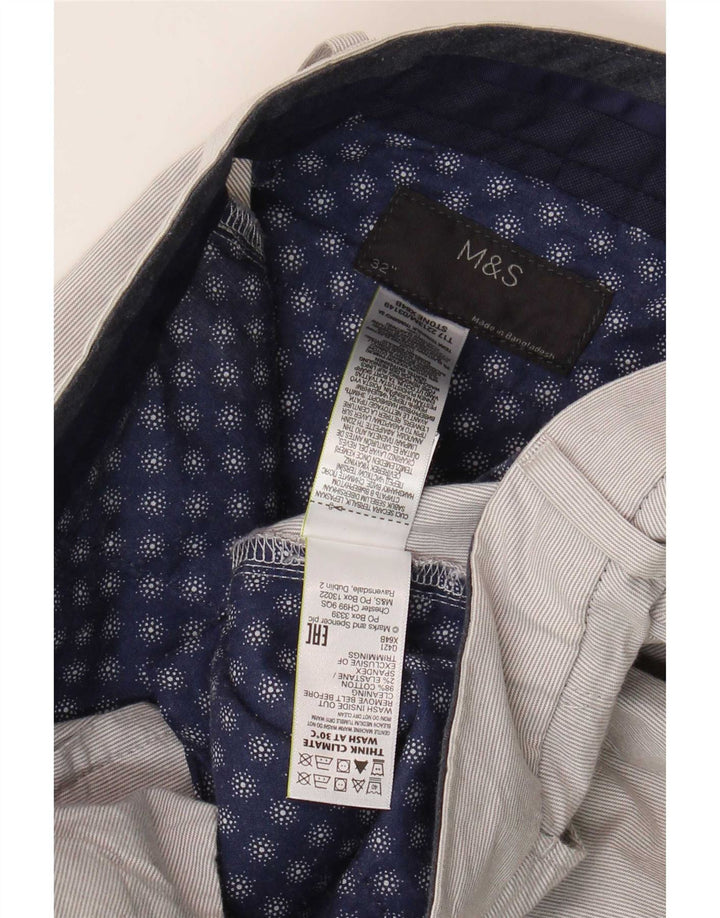 Marks & Spencer Mens Chino Shorts W32 Medium Grey Pinstripe Cotton