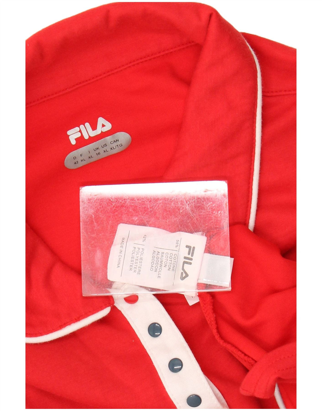 FILA Womens Polo Shirt UK 16 Large Red Cotton