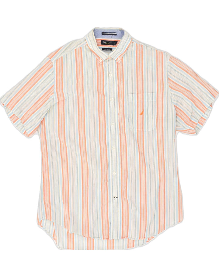 NAUTICA Mens Classic Fit Short Sleeve Shirt Large Multicoloured Striped | Vintage Nautica | Thrift | Second-Hand Nautica | Used Clothing | Messina Hembry 
