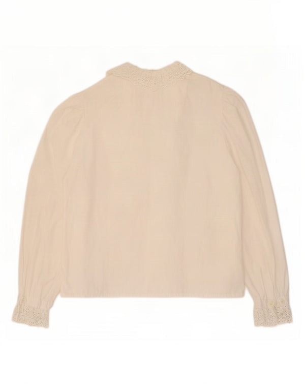 Tostmann Womens Ruffle Front Shirt Blouse EU 44 XL White Cotton