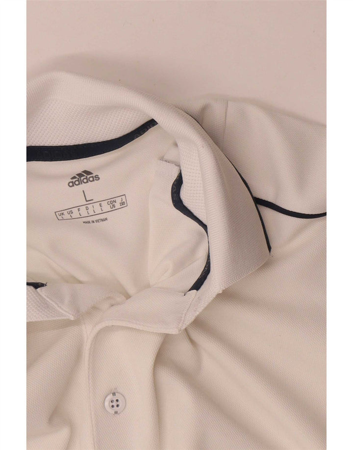 Adidas Mens Polo Shirt Large White Polyester