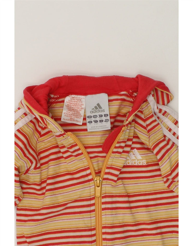 ADIDAS Baby Girls Zip Hoodie Sweater 0-3 Months Yellow Striped Cotton | Vintage Adidas | Thrift | Second-Hand Adidas | Used Clothing | Messina Hembry 