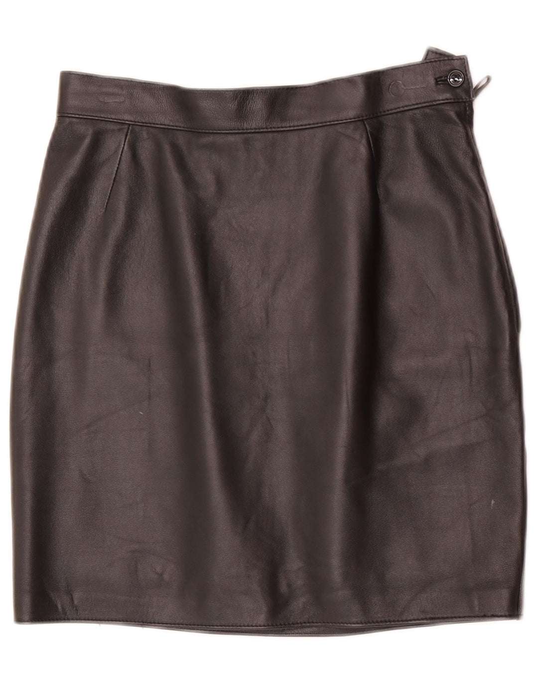 Vintage Womens Mini Leather Skirt W28 Medium Black