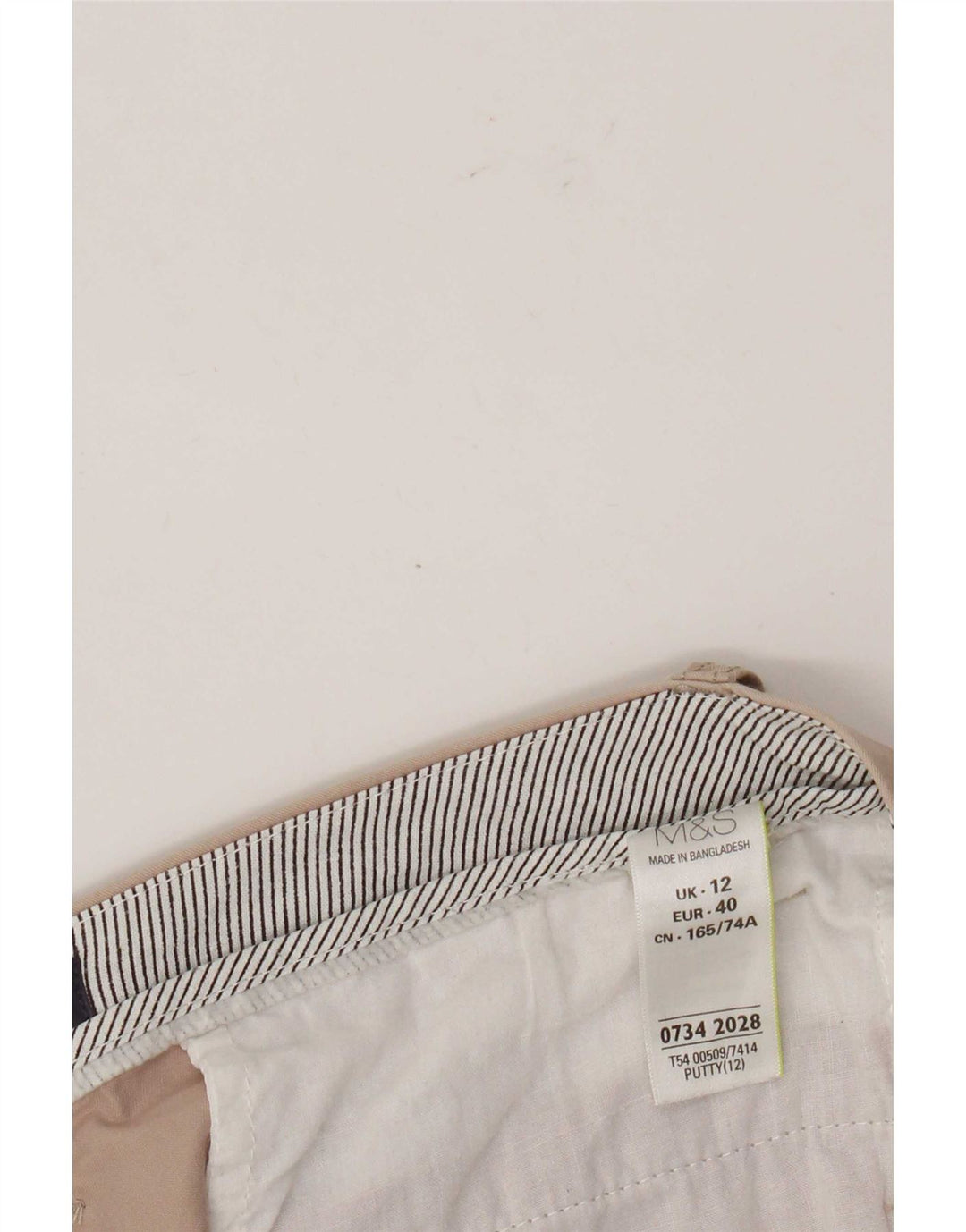 Marks & Spencer Womens Chino Shorts UK 12 Medium W32 Beige Cotton