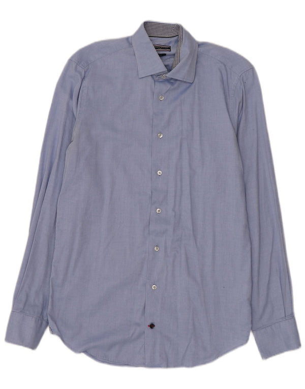 TOMMY HILFIGER Mens Tailored Shirt Size 37 14 1/2 Small Blue Cotton