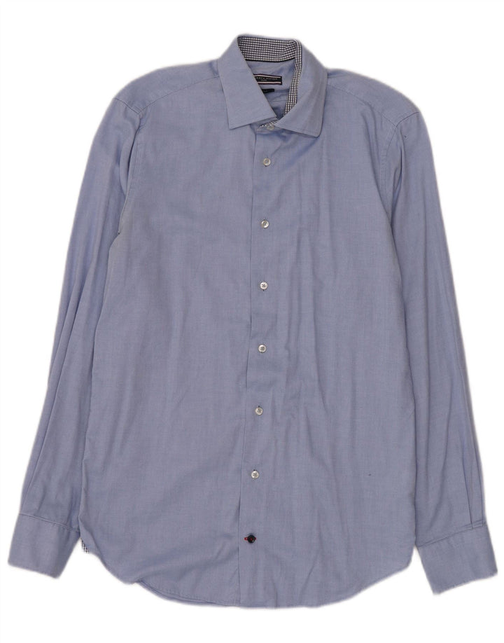 TOMMY HILFIGER Mens Tailored Shirt Size 37 14 1/2 Small Blue Cotton