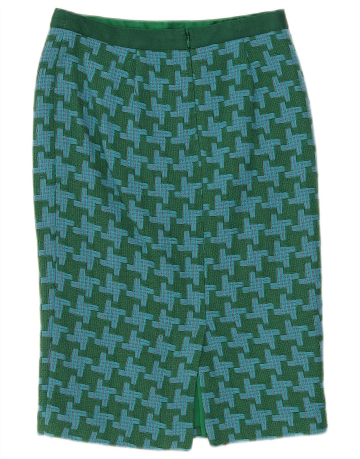 Boden Womens Pencil Skirt UK 10 Small W30 Green Houndstooth Wool