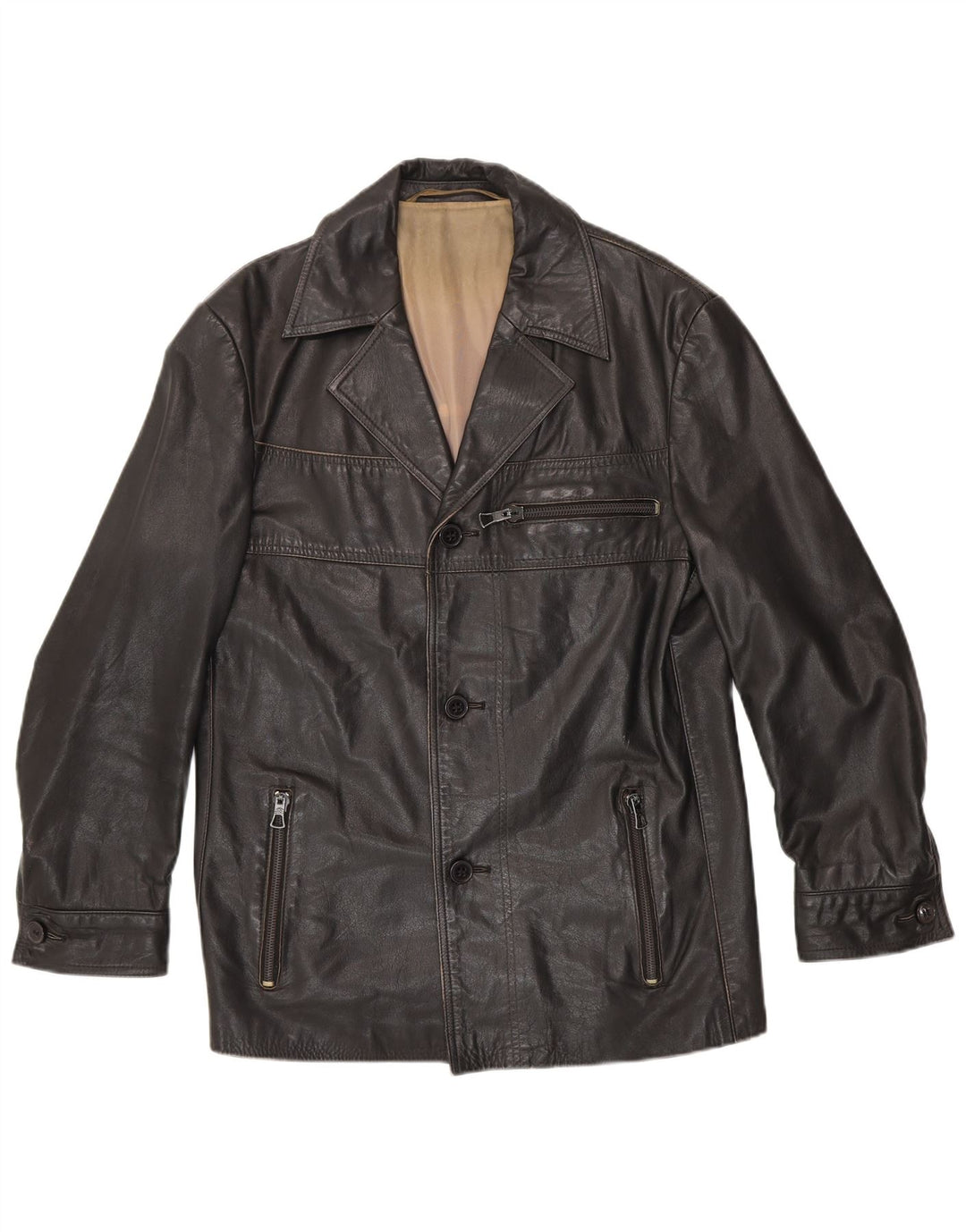 Vintage Mens Leather Jacket UK 38 Medium Black Leather