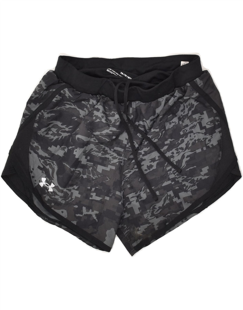 UNDER ARMOUR Womens Sport Shorts UK 4 XS Grey Camouflage Polyester | Vintage Under Armour | Thrift | Second-Hand Under Armour | Used Clothing | Messina Hembry 