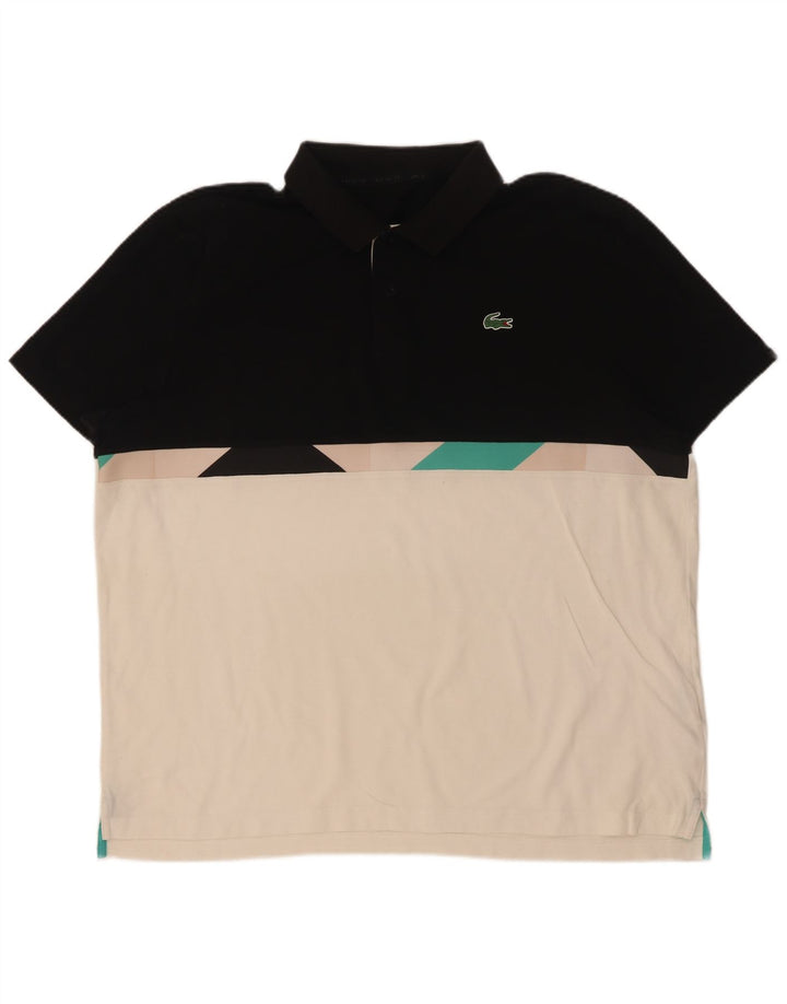 Lacoste Mens Polo Shirt XL Black Colourblock Cotton