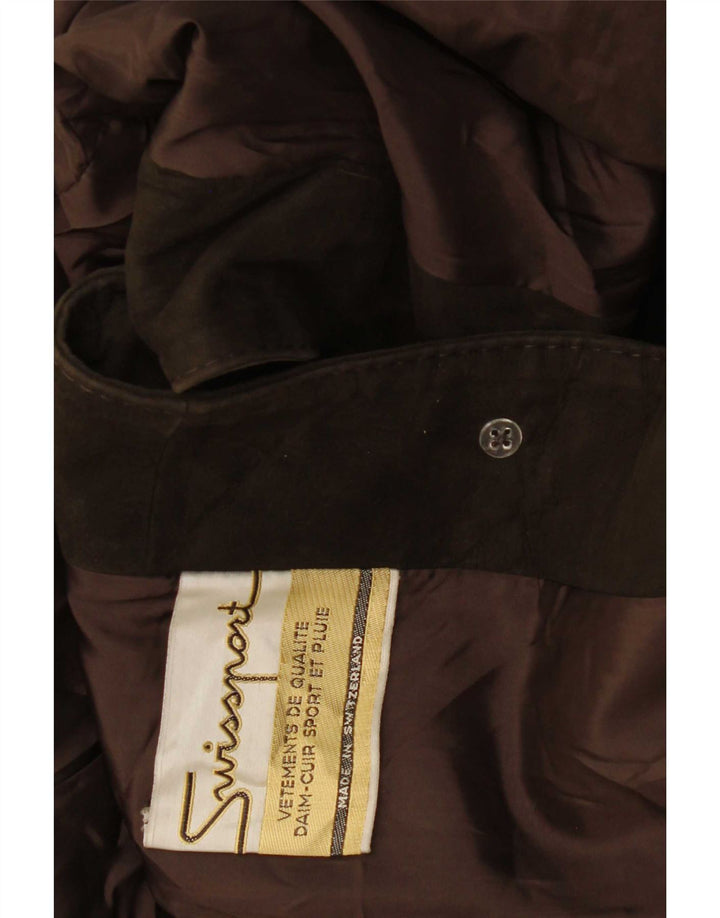 Vintage Womens 3 Button Suede Overcoat UK 14 Medium Khaki