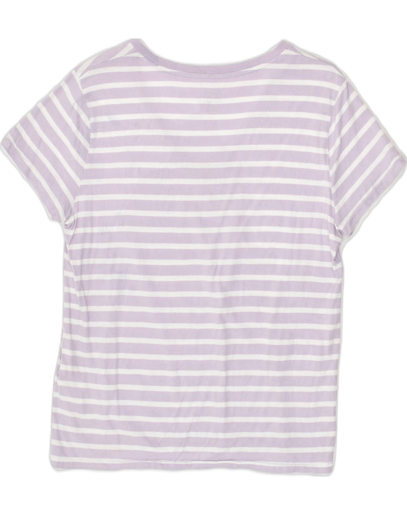 POLO RALPH LAUREN Womens T-Shirt Top UK 14 Large Purple Striped Cotton | Vintage Polo Ralph Lauren | Thrift | Second-Hand Polo Ralph Lauren | Used Clothing | Messina Hembry 