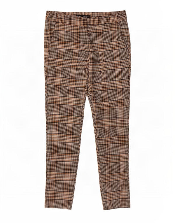 Zara Womens Slim Fit Chino Trousers Medium W28 L27 Grey Plaid Viscose
