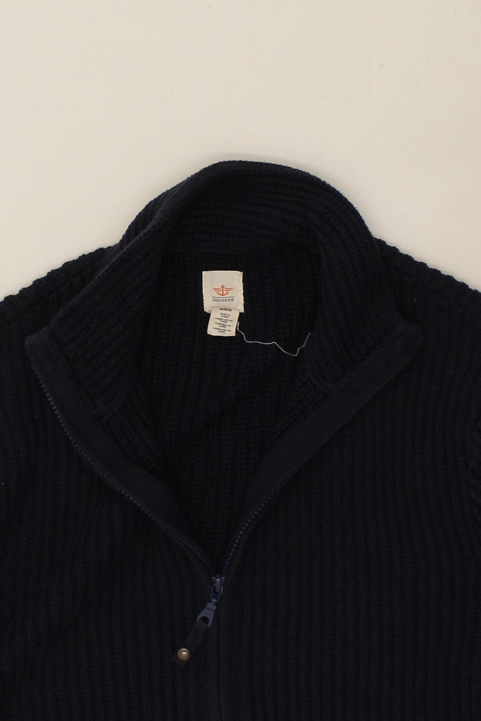 DOCKERS Mens Cardigan Sweater Medium Navy Blue Cotton | Vintage Dockers | Thrift | Second-Hand Dockers | Used Clothing | Messina Hembry 