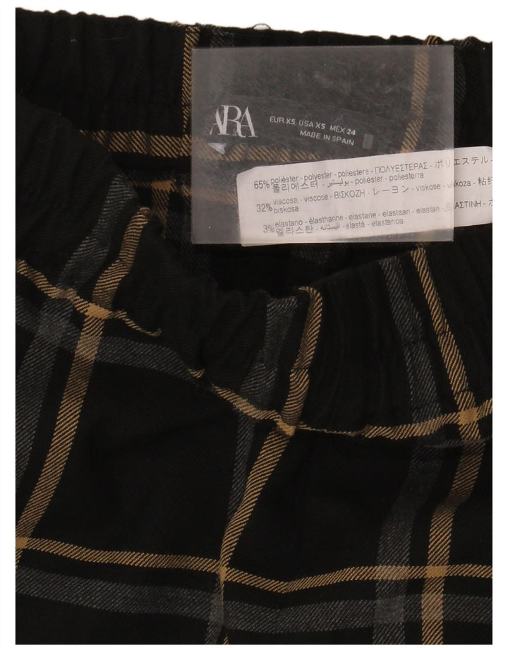 Zara Womens Slim Chino Trousers XS W24 L34 Black Check Polyester