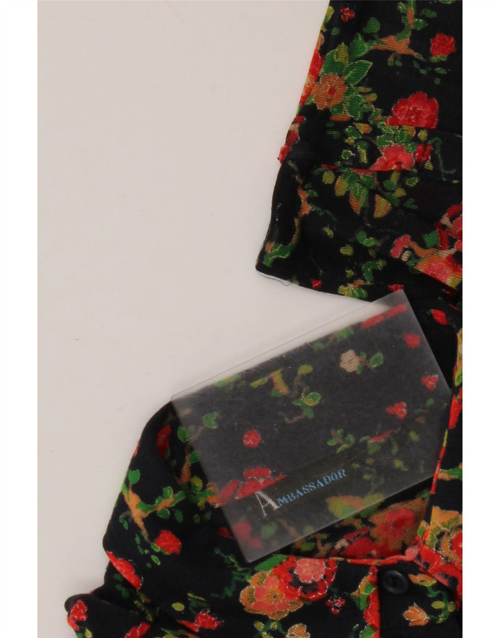 AMBASSADOR Womens Shirt UK 10 Small Navy Blue Floral