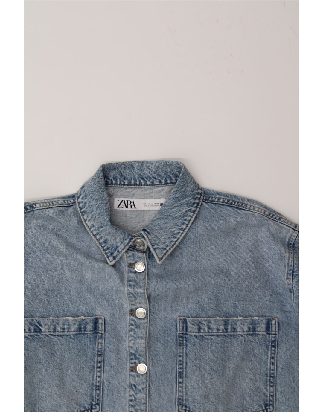ZARA Womens Crop Denim Jacket UK 16 Large Blue Cotton Vintage Zara and Second-Hand Zara from Messina Hembry 