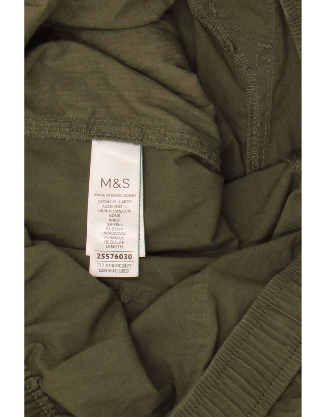 Marks & Spencer Mens Straight Cargo Trousers Large W36 L28 Khaki Cotton