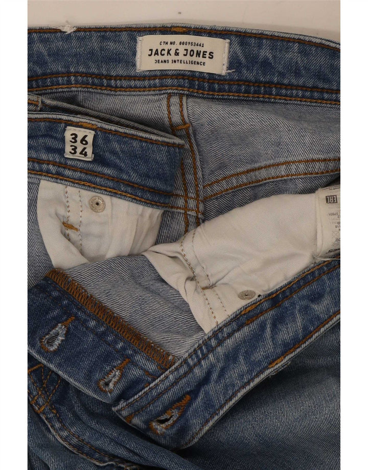 Jack & Jones Mens Tim Distressed Slim Jeans W36 L34 Blue Cotton