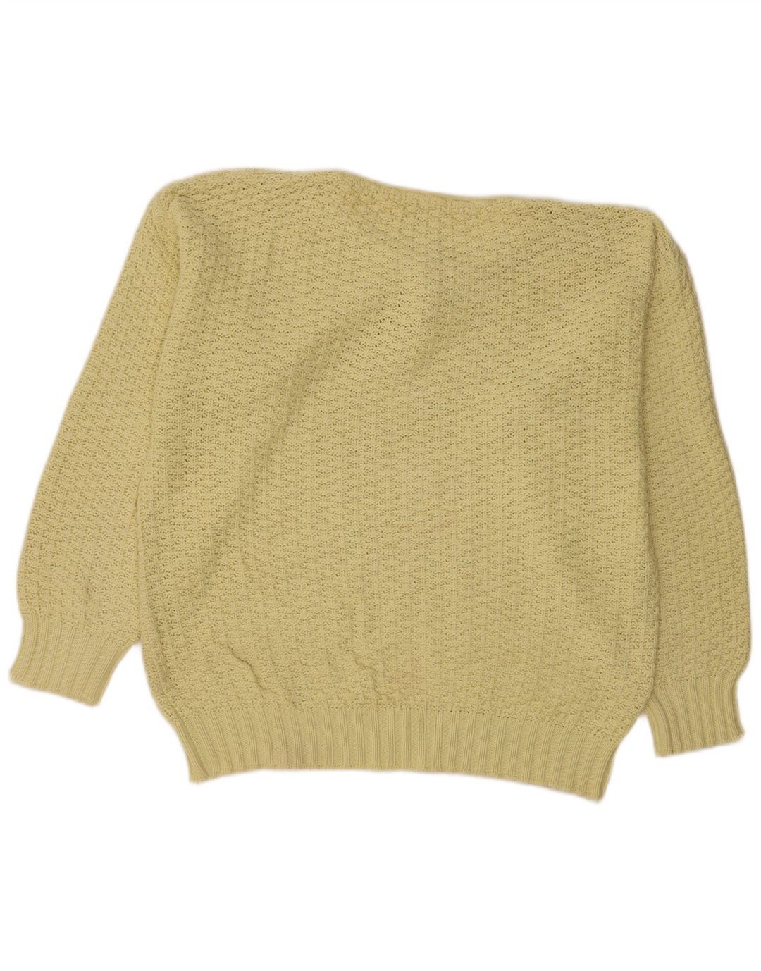 BENETTON Womens Crew Neck Jumper Sweater IT 50 XL Yellow Cotton